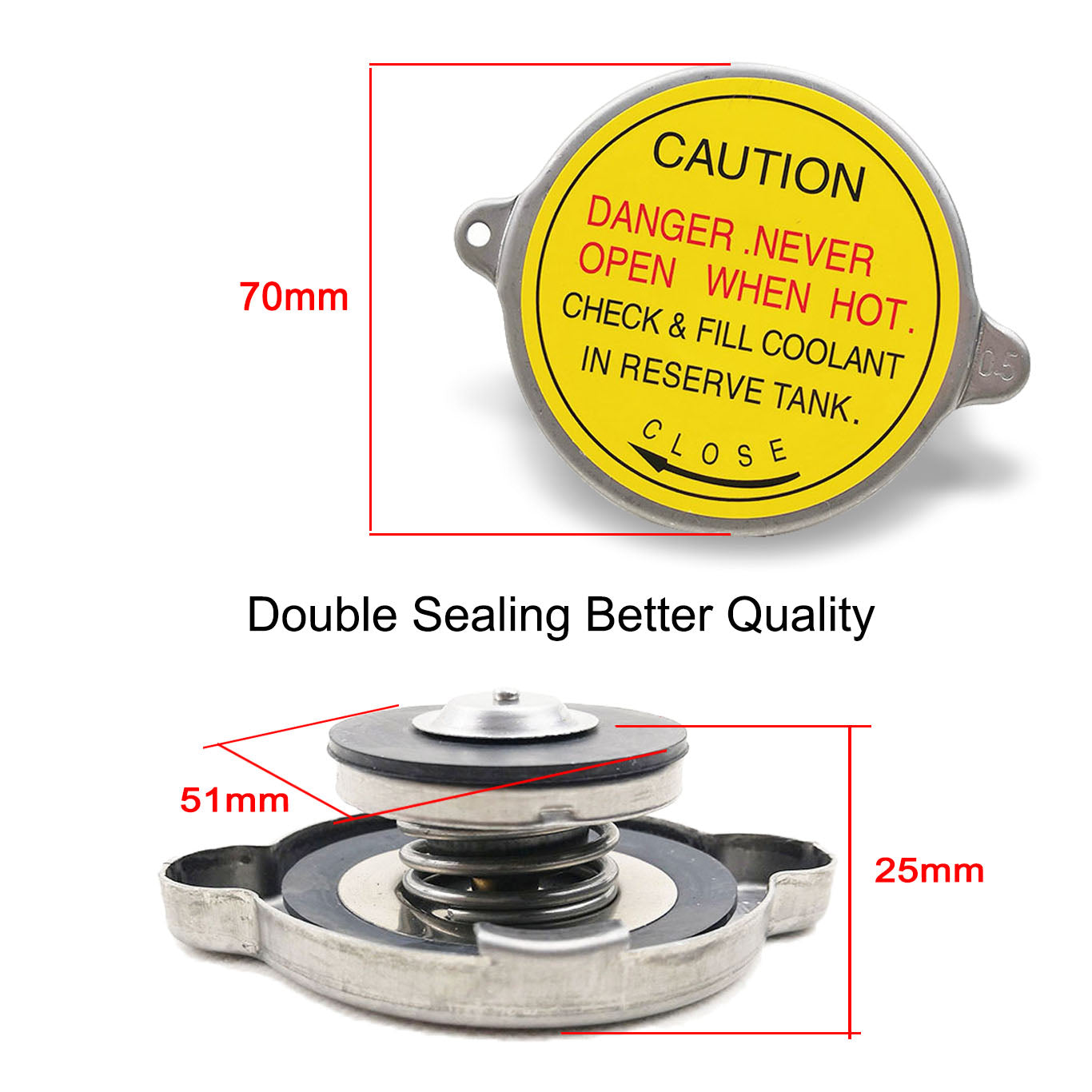 Double Sealing Stainless Radiator Cap Truck Generator Radiator Cap Water Tank Cover 0.5/0.9/1.1/1.3/1.5/2.0 Bar