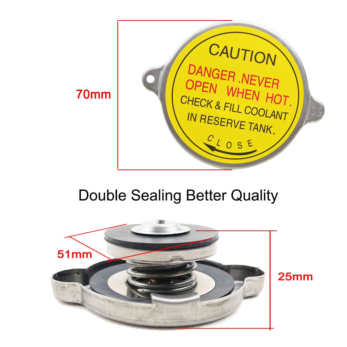 Double Sealing Stainless Radiator Cap Truck Generator Radiator Cap Water Tank Cover 0.5/0.9/1.1/1.3/1.5/2.0 Bar