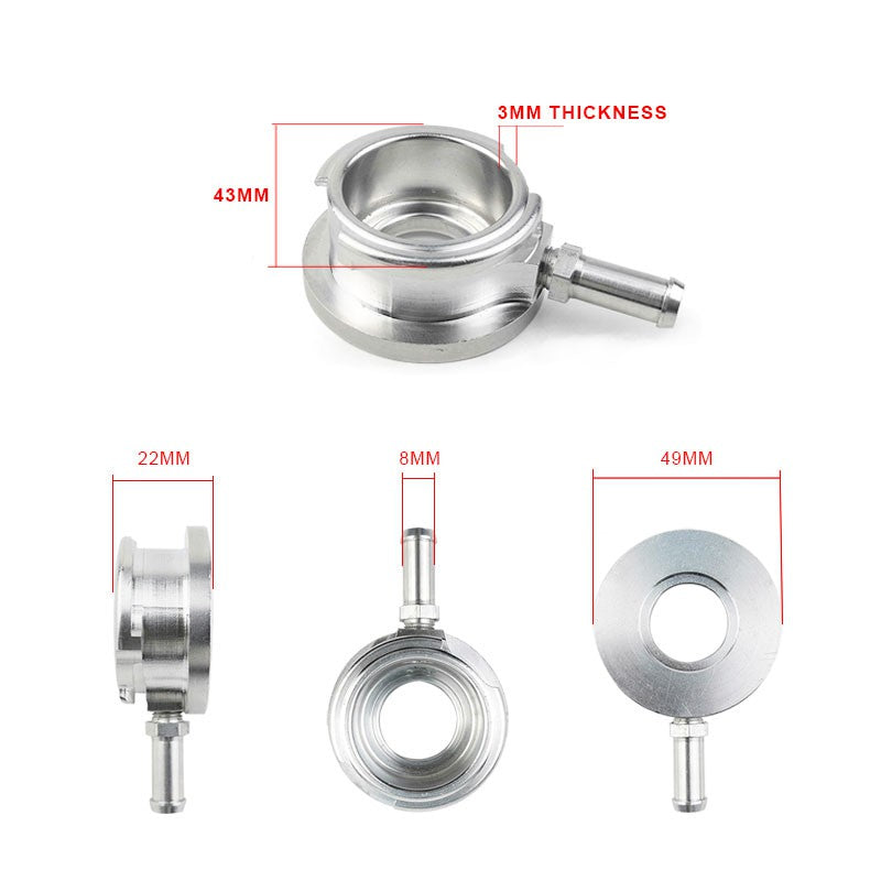 CNC Machining Thicken Aluminum Filler Neck Bolt-on Small/Medium/Large Size Aluminum Water Inlet Seat